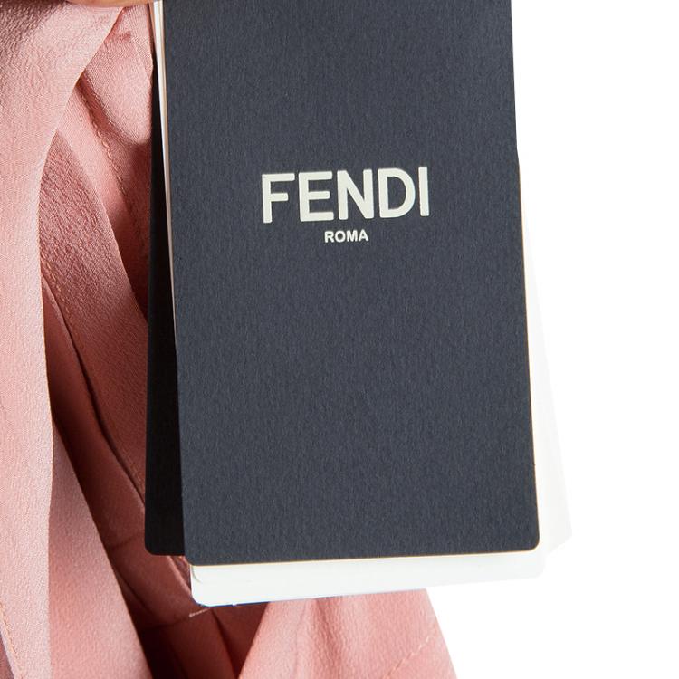 Pre Owned Fendi Pink Ruffled Silk Dress S