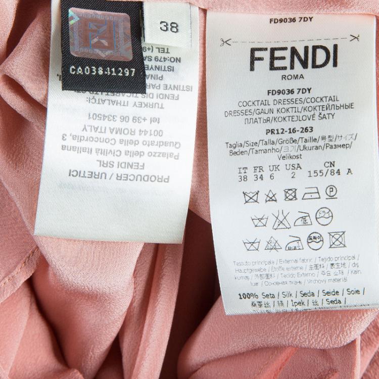 Pre Owned Fendi Pink Ruffled Silk Dress S