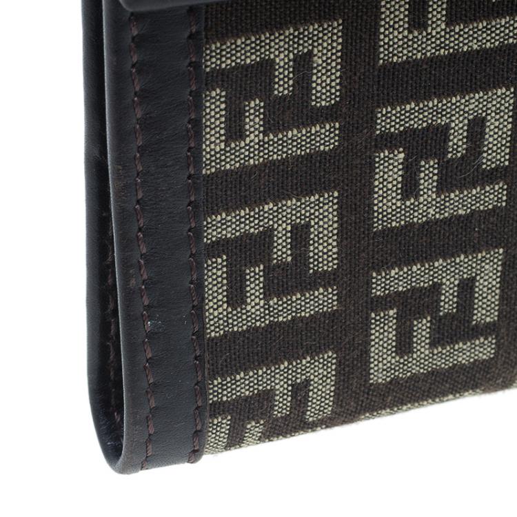 Pre Owned Fendi Brown Zucchino Canvas Agenda