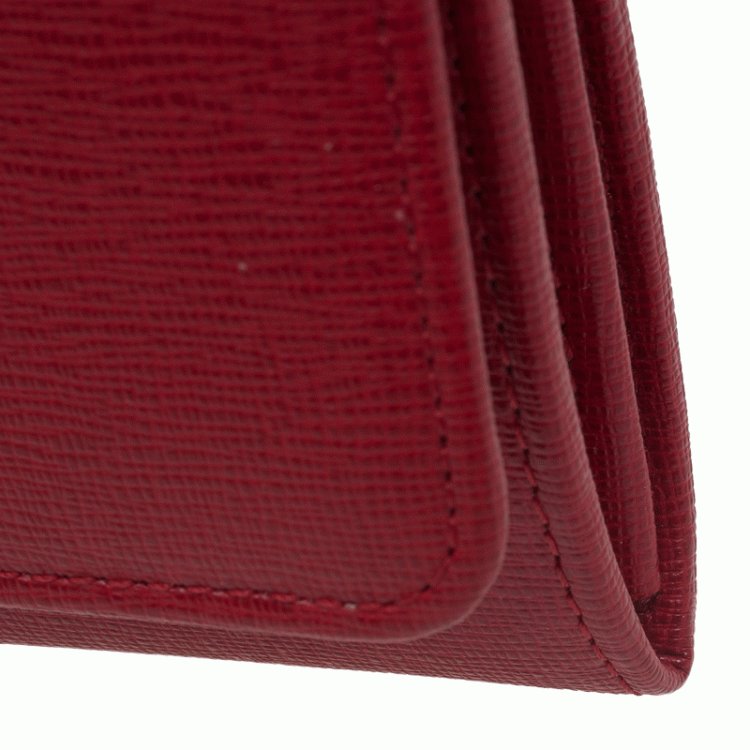 Pre Owned Fendi Red Leather Crayons Continental Wallet