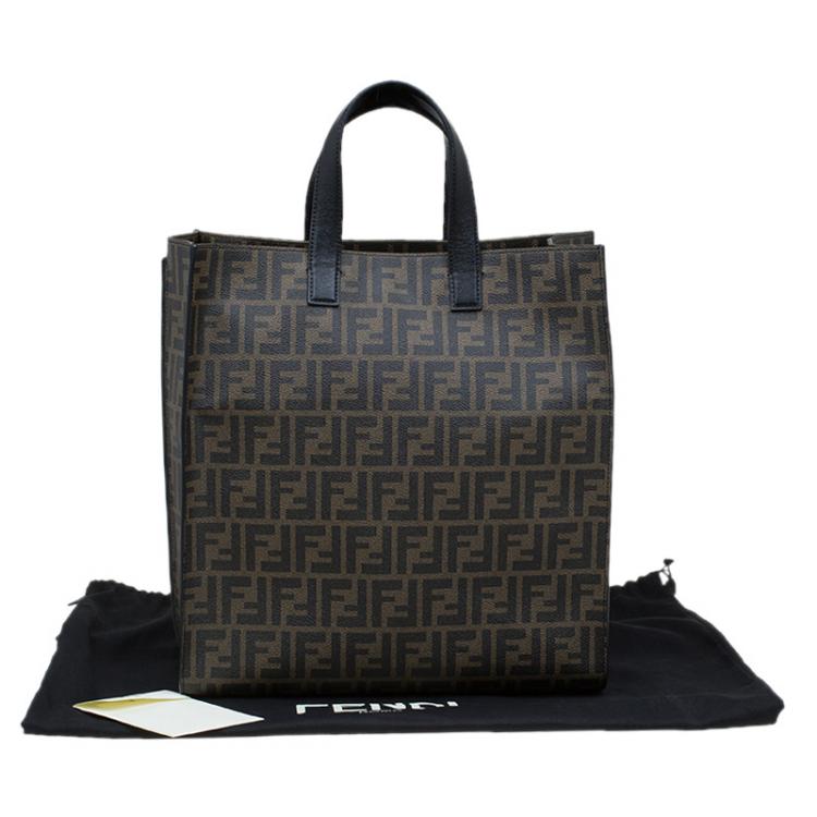 Pre Owned Fendi Tobacco Zucca Canvas Shopper Tote