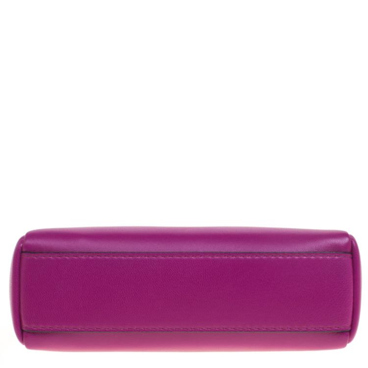 Pre Owned Fendi Fuchsia Leather Micro Peekaboo Bag