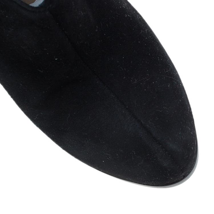 مملوكة مسبقًا Fendi Black Suede Cutout Platform Ankle Booties Size 39