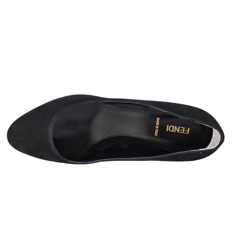 Pre Owned Fendi Black Suede Kitten Heel Pumps Size 39