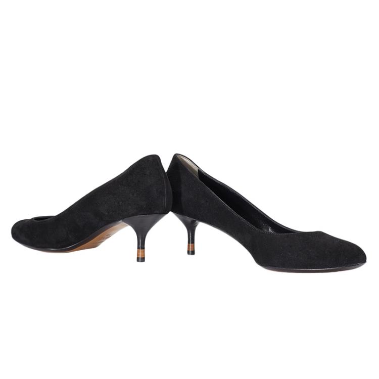 Pre Owned Fendi Black Suede Kitten Heel Pumps Size 39