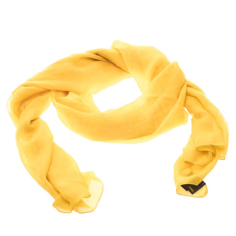 Fendi Yellow Zucca Silk Scarf Fendi