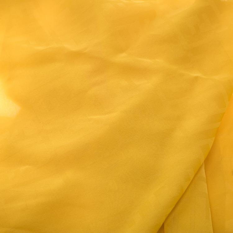 Pre Owned Fendi Yellow Silk Zucca Pattern Scarf