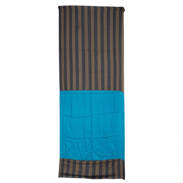 Pre Owned Fendi Brown and Blue Pequin Print Scarf