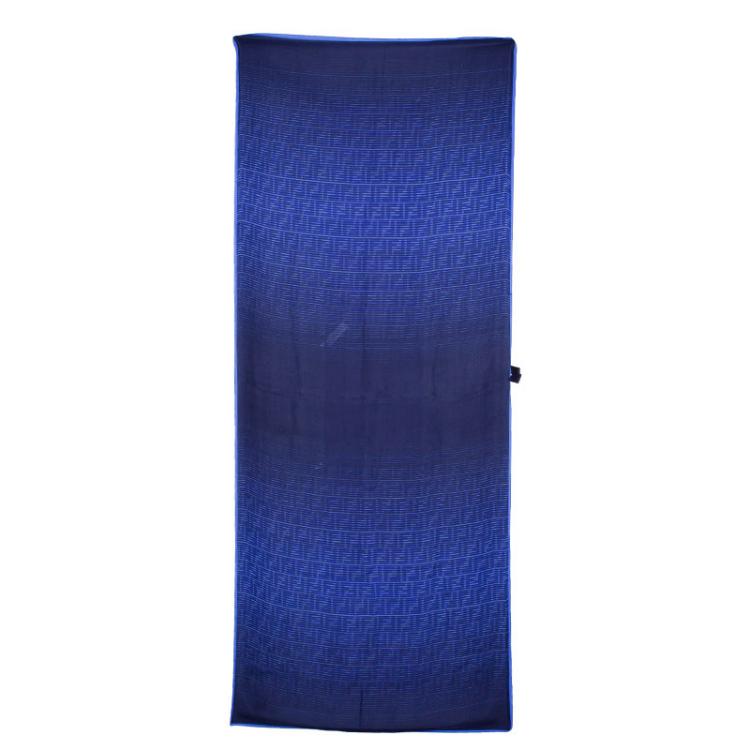 Pre Owned Fendi Blue Zucca Striped Silk Scarf