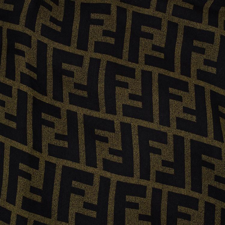 Pre Owned Fendi Two Tone Zucca Silk Stole