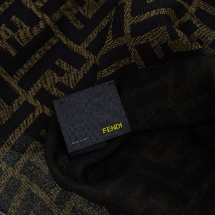 Pre Owned Fendi Two Tone Zucca Silk Stole