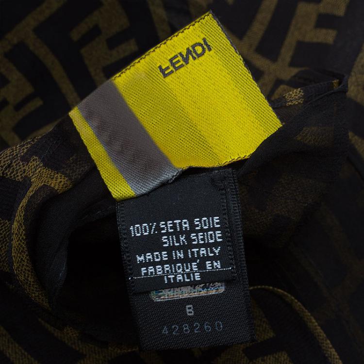 Pre Owned Fendi Two Tone Zucca Silk Stole