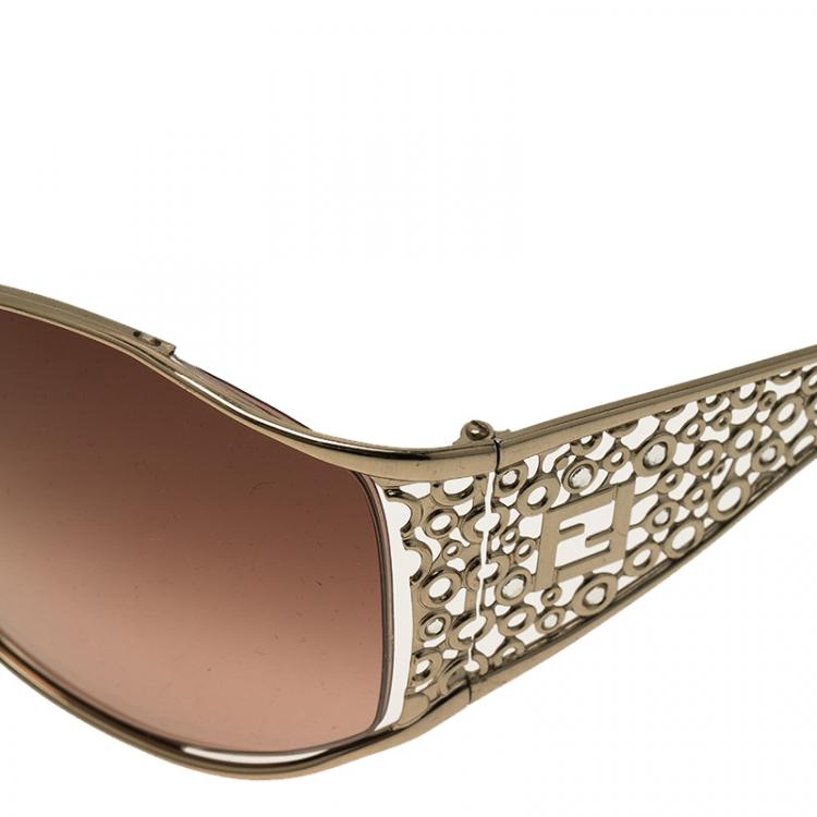 Pre Owned Fendi Gold FS5067 Limited Edition Sunglasses