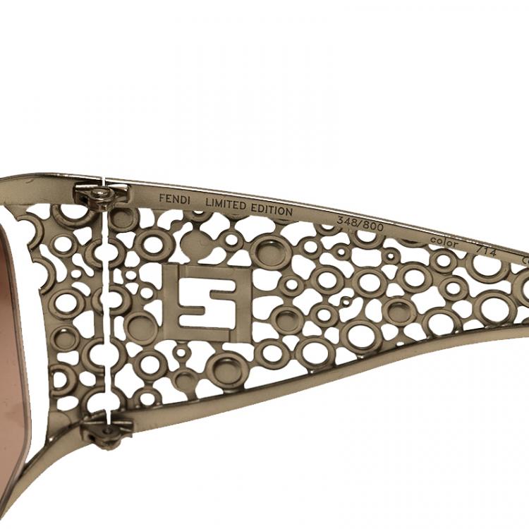 Pre Owned Fendi Gold FS5067 Limited Edition Sunglasses