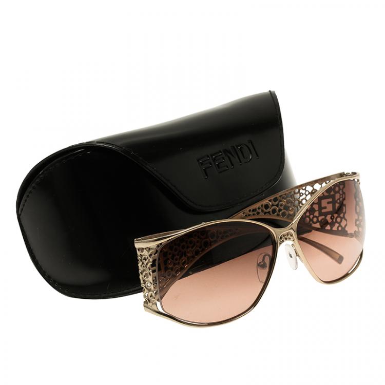 Pre Owned Fendi Gold FS5067 Limited Edition Sunglasses
