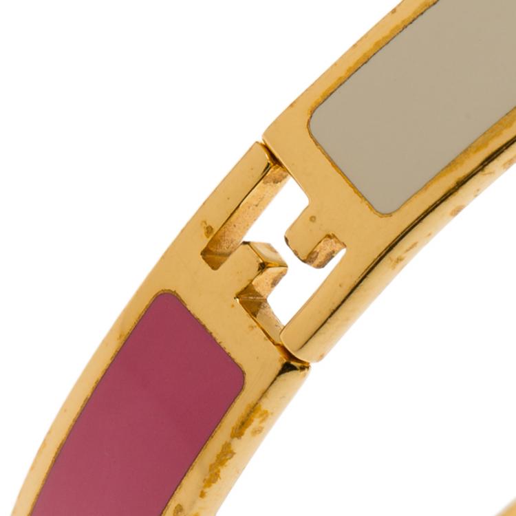 Pre Owned Fendi The Fendista Enamel and Gold Tone Metal Bracelet
