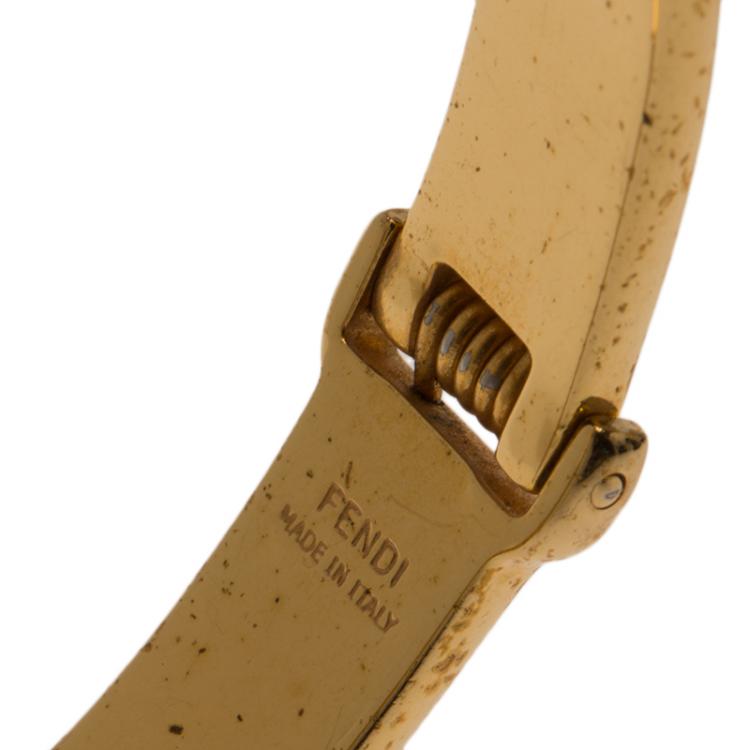 Pre Owned Fendi The Fendista Enamel and Gold Tone Metal Bracelet