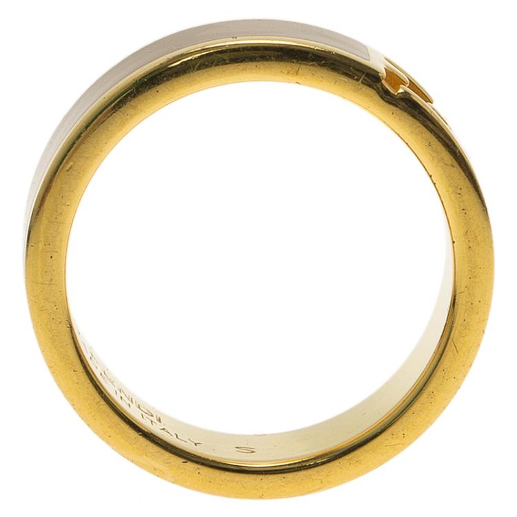 Pre Owned Fendi The Fendista Enamel and Gold Tone Ring 
