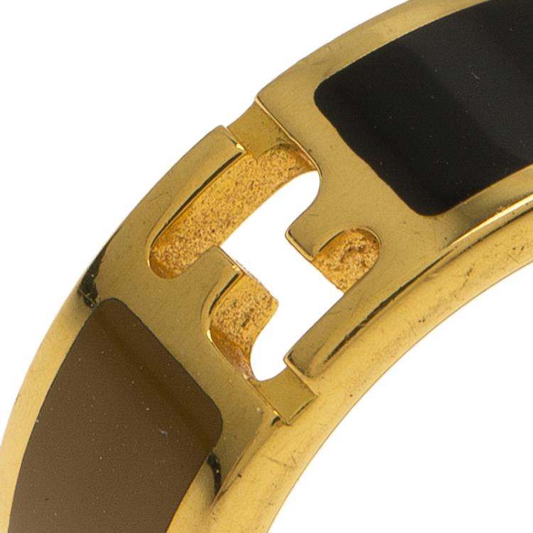 Pre Owned Fendi The Fendista Enamel and Gold Tone Ring 