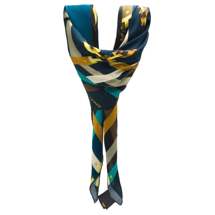 Pre Owned Fendi multicolor Printed Silk Scarf