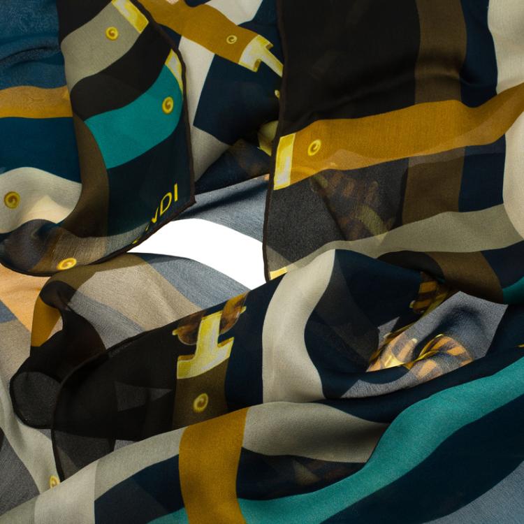 Pre Owned Fendi multicolor Printed Silk Scarf