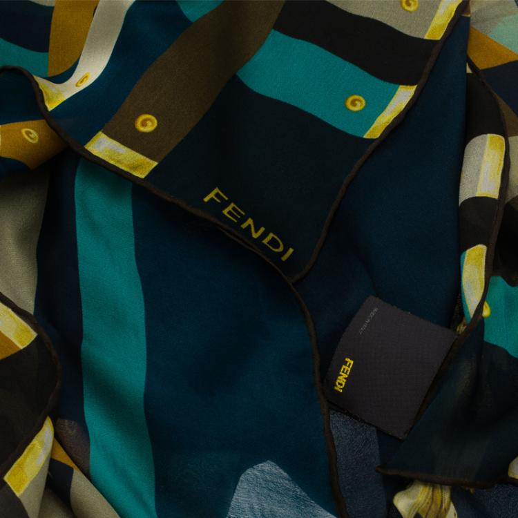 Pre Owned Fendi multicolor Printed Silk Scarf