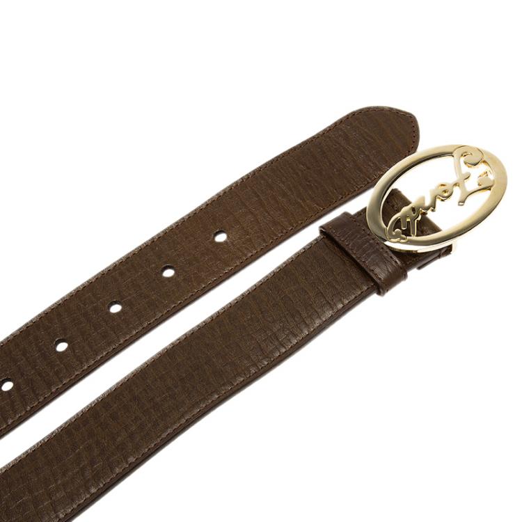 Pre Owned Fendi Brown Leather Oval Plaque Buckle Belt 100 CM