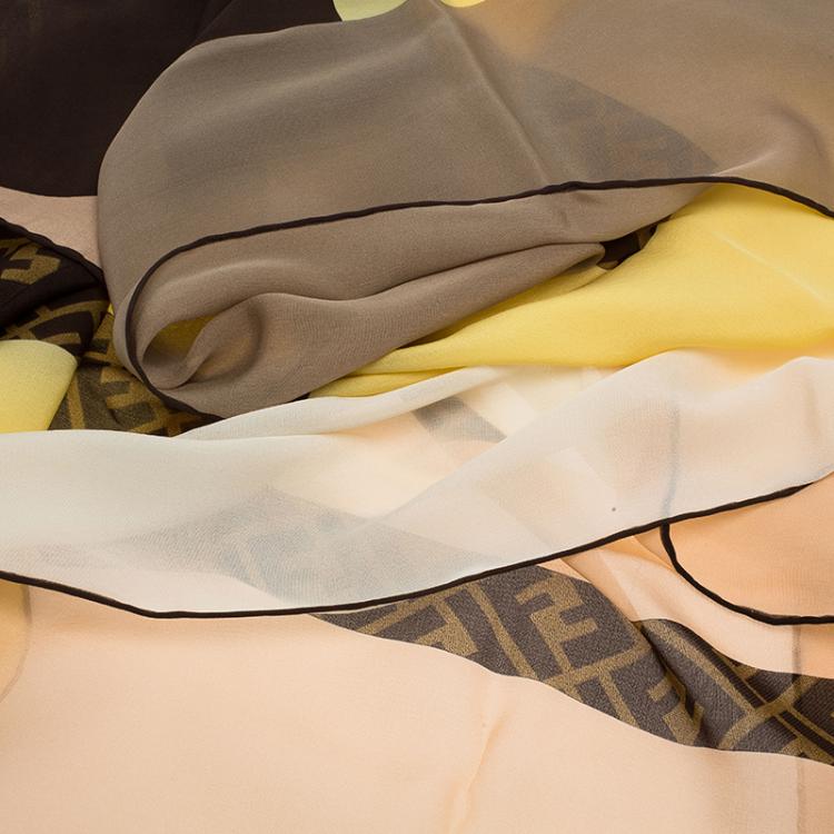 Pre Owned Fendi Multicolor Brown Monogram Scarf