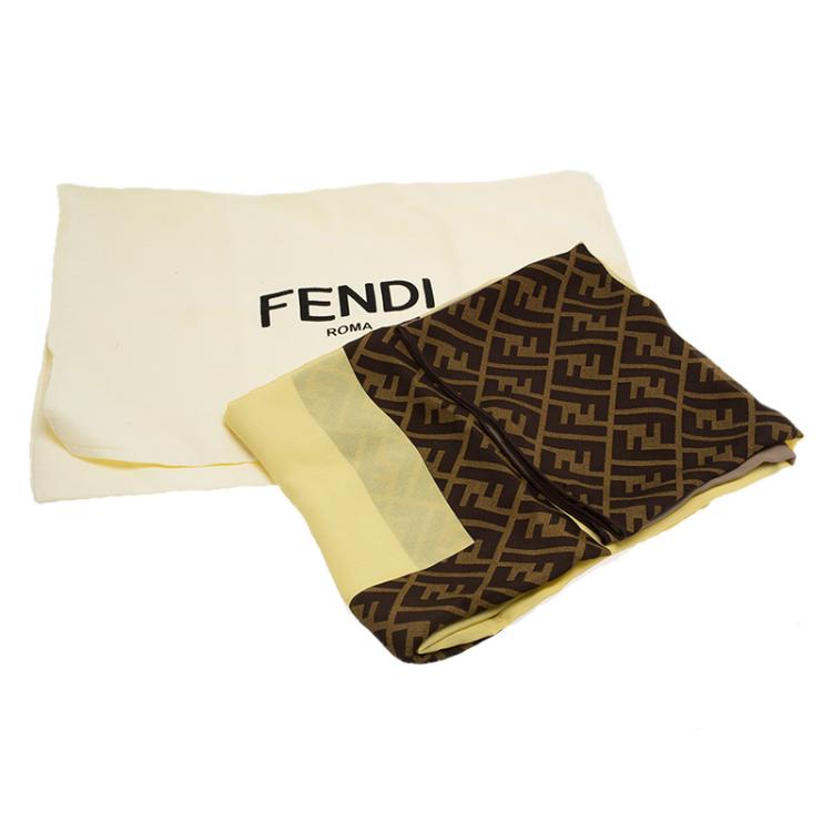 Pre Owned Fendi Multicolor Brown Monogram Scarf