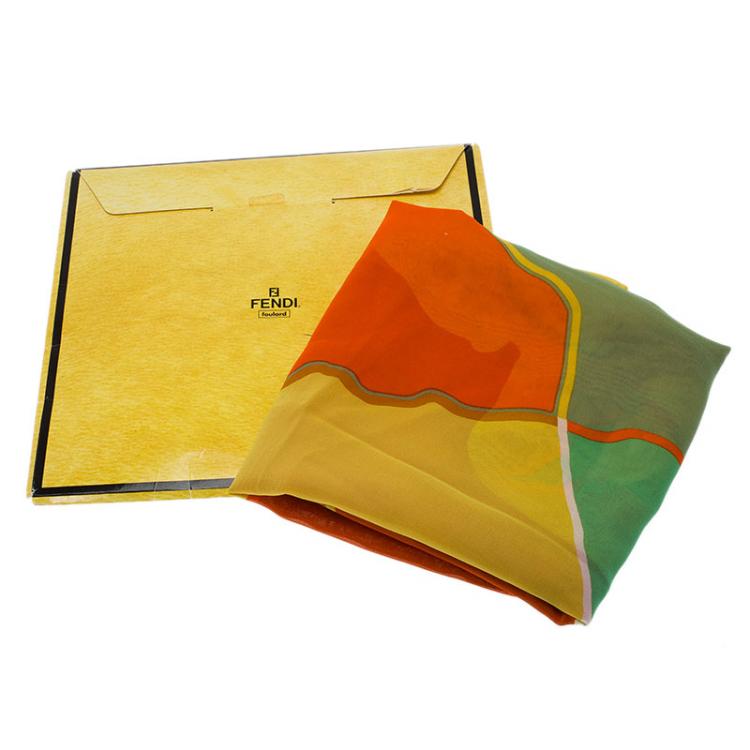 Pre Owned Fendi Multicolor Printed Silk Square Scarf