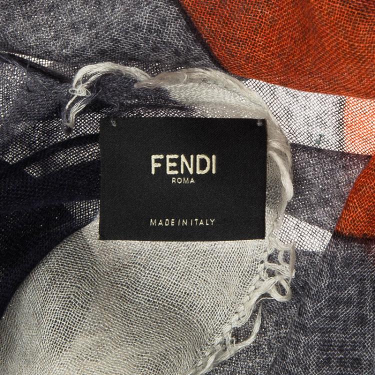 Pre Owned Fendi Multicolor Large Monster Eyes Print Scarf