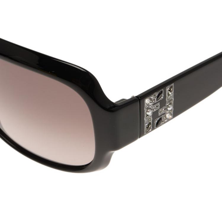 Pre Owned Fendi Black FS5011R Jewel Embellished Square Sunglasses