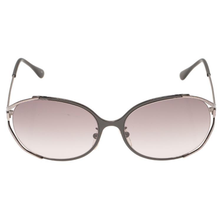 Pre Owned Fendi Gun Metal FS5166K Frame Metal Oval Sunglasses