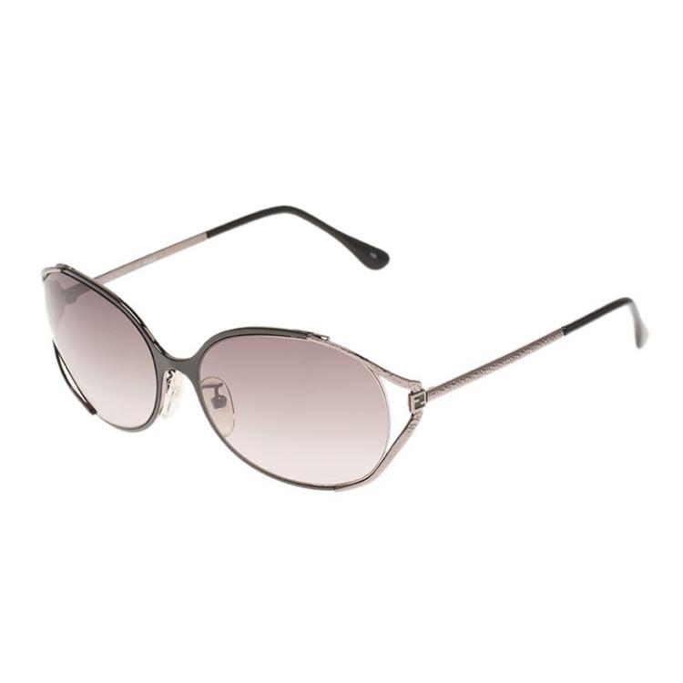 Pre Owned Fendi Gun Metal FS5166K Frame Metal Oval Sunglasses