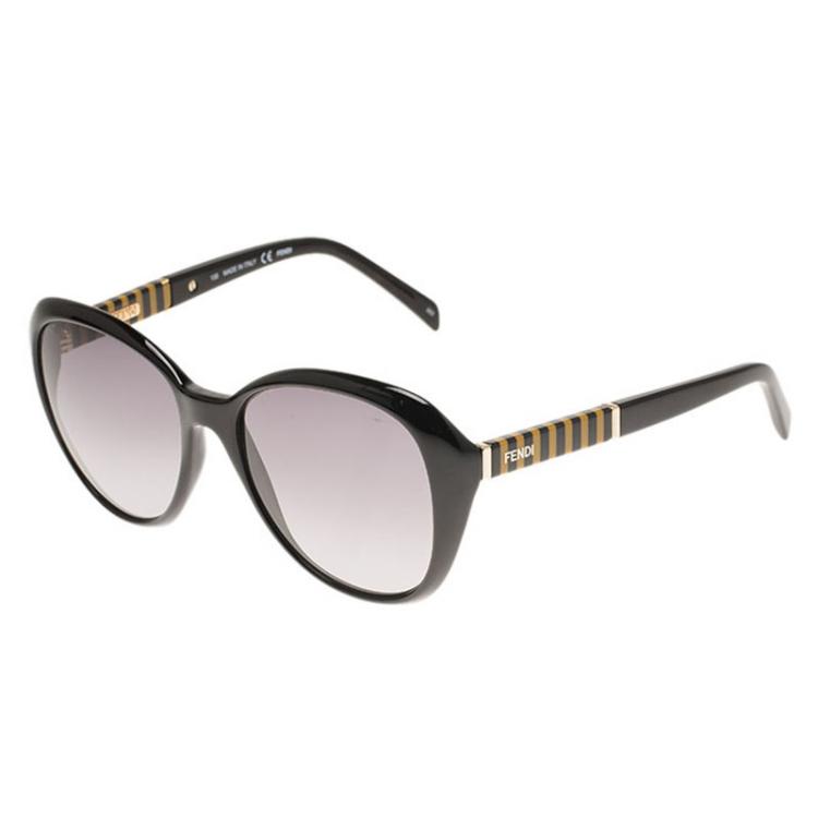 Pre Owned Fendi Black FS5348 Frame Round Sunglasses
