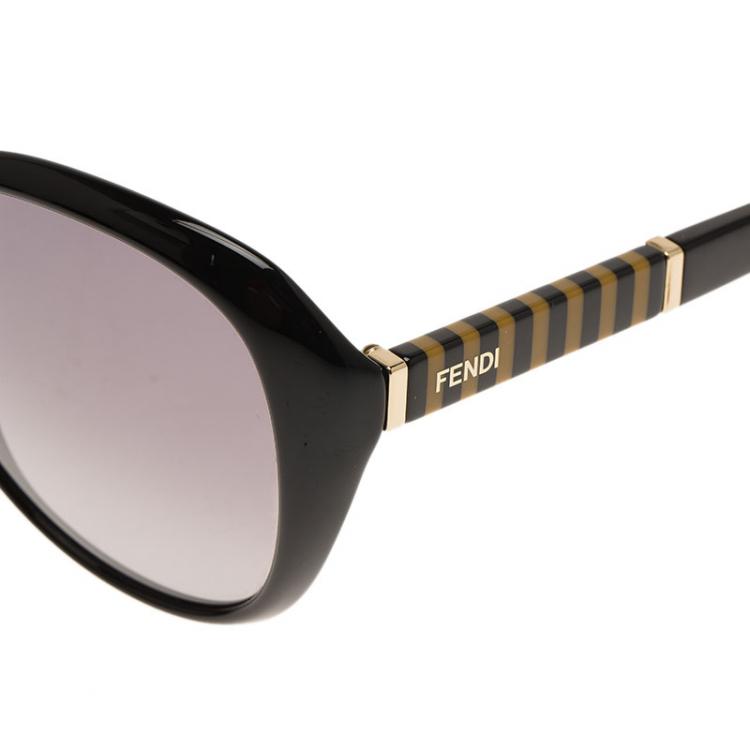 Pre Owned Fendi Black FS5348 Frame Round Sunglasses