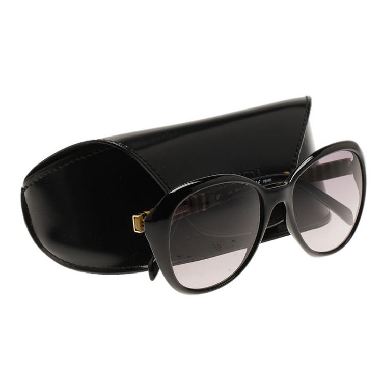 Pre Owned Fendi Black FS5348 Frame Round Sunglasses