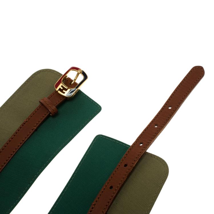Pre Owned Fendi Chameleon Fabric and Leather High Waist Belt 75 CM