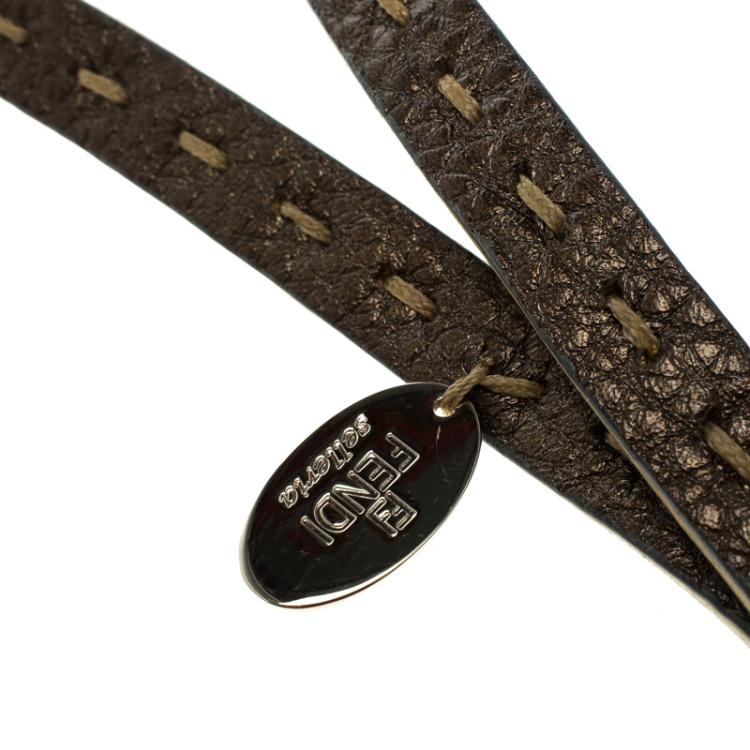 Pre Owned Fendi Bronze Leather Selleria Phone Strap