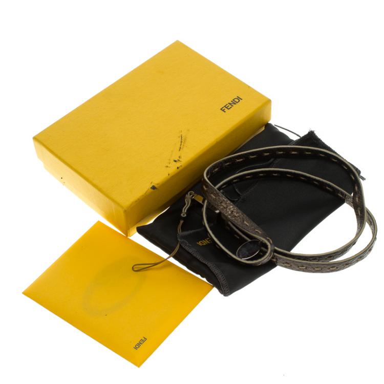 Pre Owned Fendi Bronze Leather Selleria Phone Strap