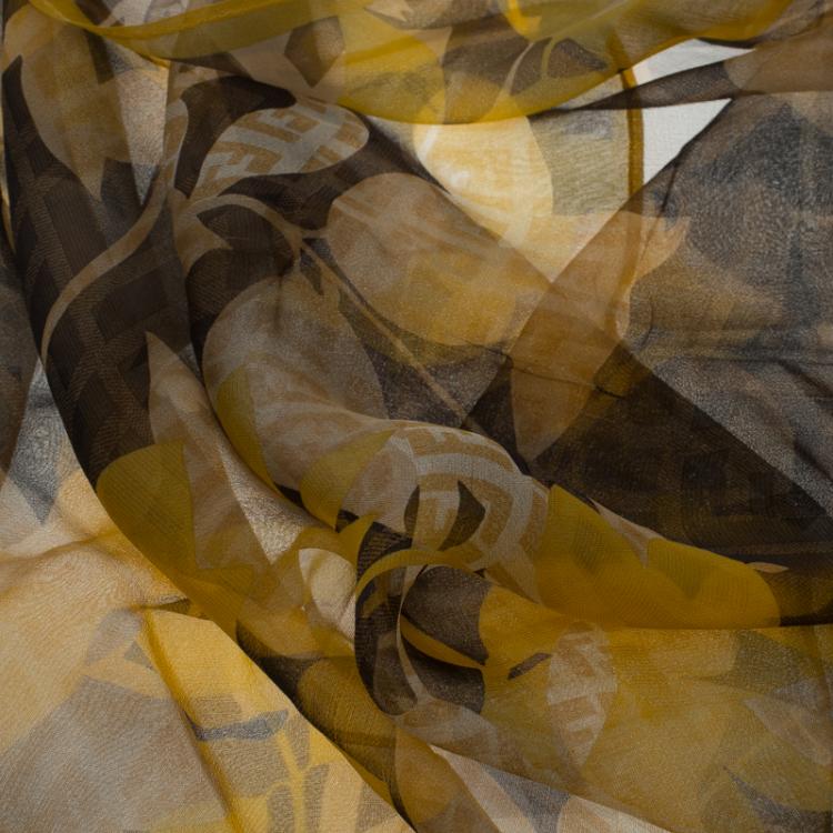 Pre Owned Fendi Multicolor Zucca Floral Printed Silk Stole