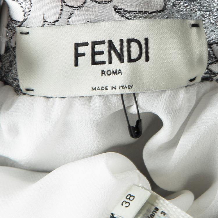 Pre Owned Fendi Floral Metallic Brocade Gathered Midi Skirt S