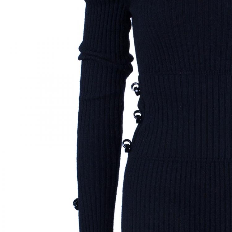 Pre Owned Fendi Black Rib Knit Sweater Dress M