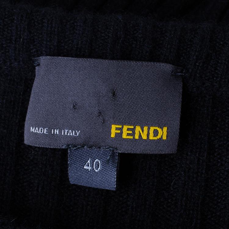 Pre Owned Fendi Black Rib Knit Sweater Dress M