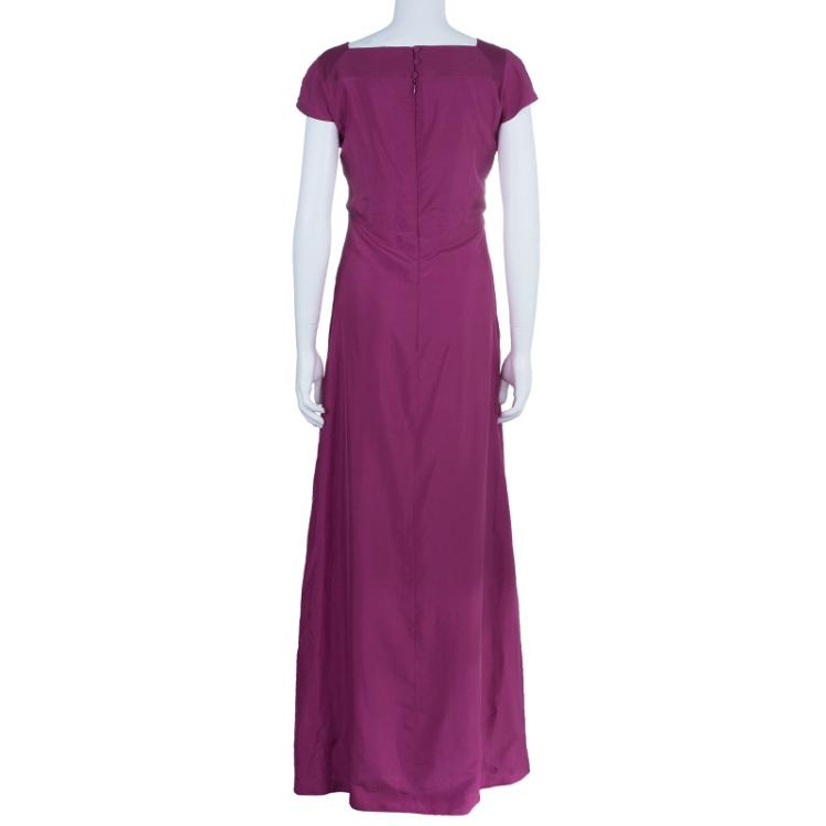 Pre Owned Fendi Fuschia Silk Maxi Dress M
