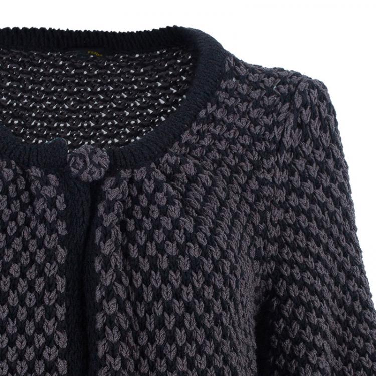 Pre Owned Fendi Wool Knit Long Button Down Cardigan M