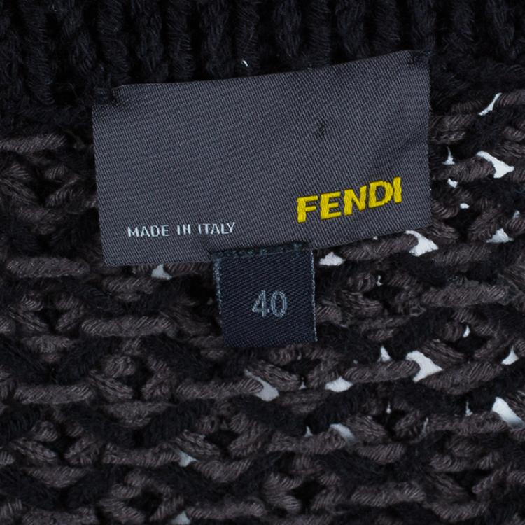 Pre Owned Fendi Wool Knit Long Button Down Cardigan M