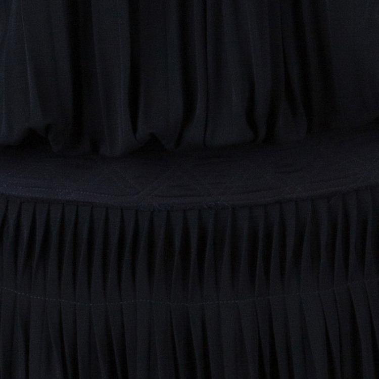 Pre Owned Fendi Black Pleated Maxi Dress M