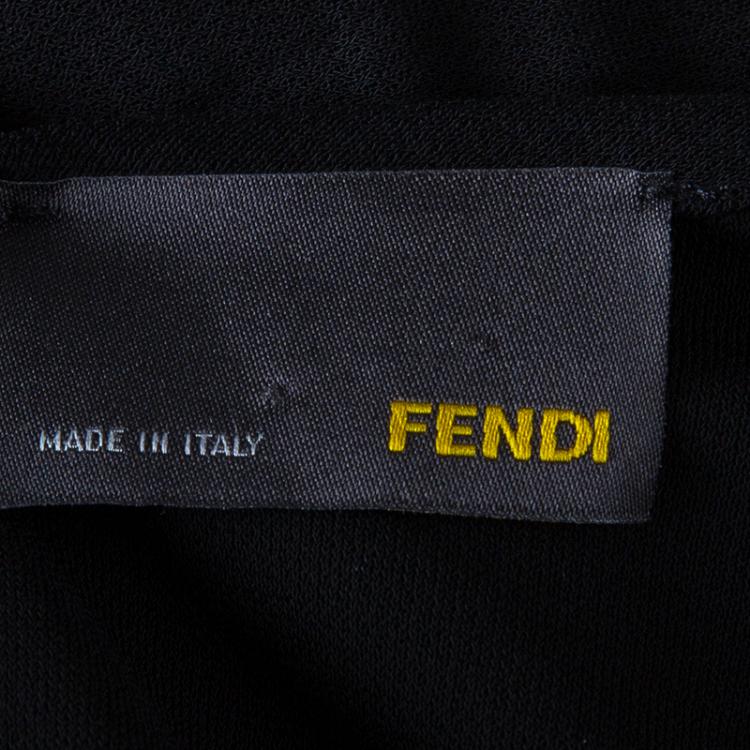 Pre Owned Fendi Black Pleated Maxi Dress M