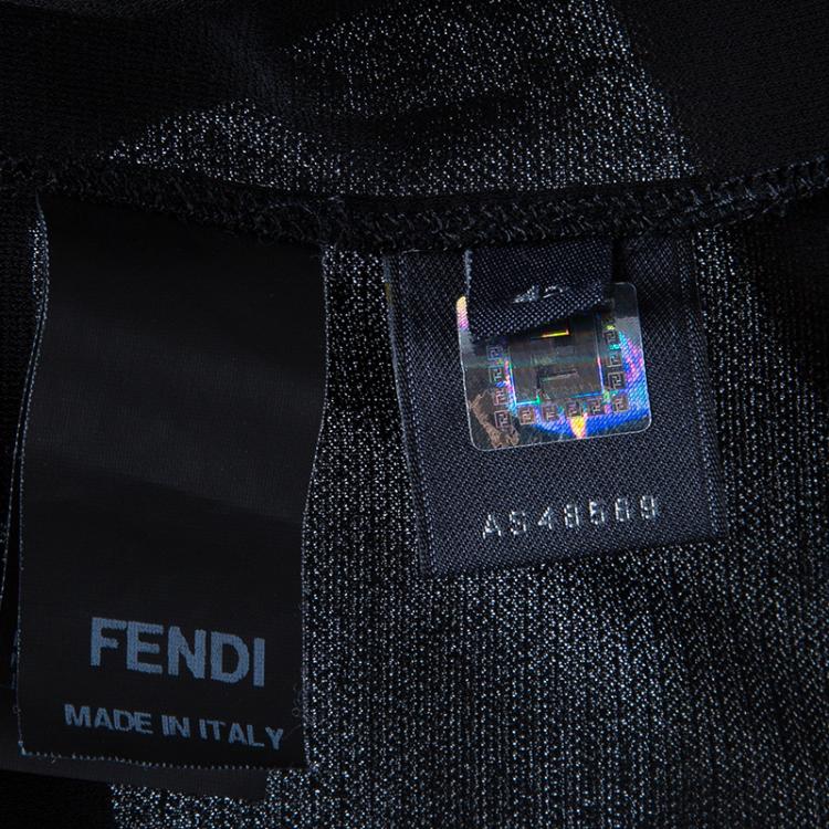 Pre Owned Fendi Black Pleated Maxi Dress M